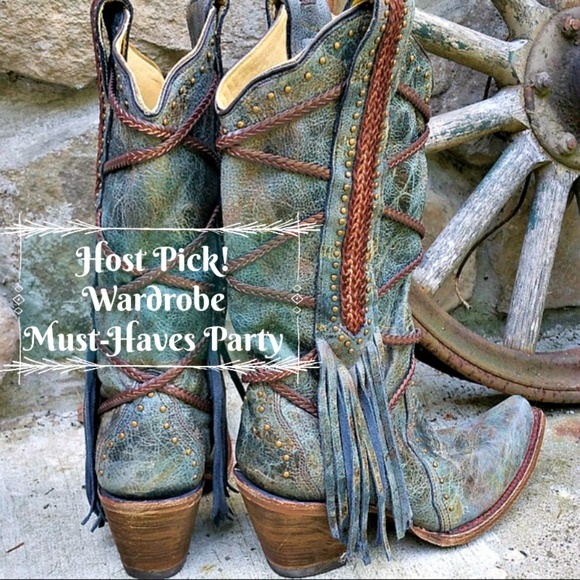 Corral Shoes - Corral Braided Overlay Leather Western Boots NWOT